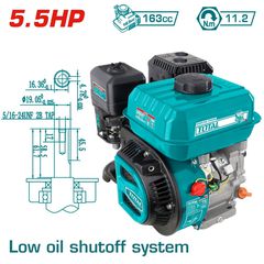 TOTAL ΕΠΑΓΓ. ΚΙΝΗΤΗΡΑΣ ΒΕΝΖΙΝΗΣ 163cc - 5.5HP ΣΦΗΝΑ (TGEN16811)