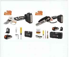 NAKAYAMA EC1250 Ψαλίδι Κλάδου Μπαταρίας 21V,0-22/28mm,1kg 2x2Ah Li-Ion,Βαλίτσα +NAKAYAMA EC1050 Κλαδευτικό Αλυσοπρίονο Μπαταρίας 21V Λάμα 15cm,825gr  4 ΜΠΑΤΑΡΙΕΣ 21V LITHIUM 2AH ME 2 ΦΟΡΤΗΣΤΕΣ