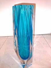 Κρυστάλλινο τυρκουάζ βάζο Βοημίας,30 εκ.