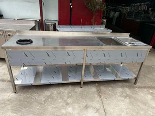 STOCK Bar station με γούρνα-rinser-παγοθήκη 240cm (Κ0888)