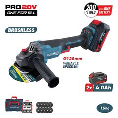 BBP3651X44CA ΓΩΝΙΑΚΟΣ ΤΡΟΧΟΣ 20V 2x4Ah ΡΥΘΜΗΖΟΜΕΝΟΣ BRUSHLESS BORMANN PRO 084907 ##