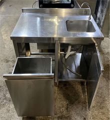 Λάντζα Κλειστή Ανοξείδωτη 100x70x87Cm Με 1 Γούρνα 23x23x19Cm & Κάδο Τροχήλατο - Μεταχειρισμένη.-thumb-1