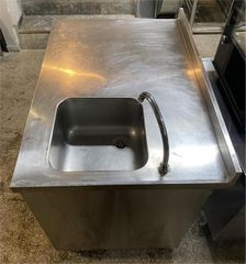 Λάντζα Κλειστή Ανοξείδωτη 100x70x87Cm Με 1 Γούρνα 23x23x19Cm & Κάδο Τροχήλατο - Μεταχειρισμένη.-thumb-2