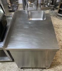 Λάντζα Κλειστή Ανοξείδωτη 100x70x87Cm Με 1 Γούρνα 23x23x19Cm & Κάδο Τροχήλατο - Μεταχειρισμένη.-thumb-3