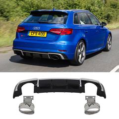 Diffuser Διαχύτης Προφυλακτήρα RS3 Look για Audi A3 8V 2016-2019 Hatchback