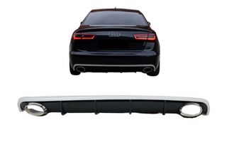Πίσω Προφυλακτήρας Διαχύτης Diffuser για Audi A6 C7 4G Limousine Avant (2010-2014) με Exhaust Tips RS6 Design