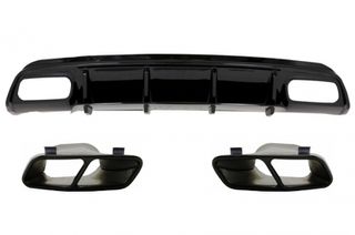 Πίσω Diffuser με Muffler Tips Black για MERCEDES A-Class W176 (2012-2015) A45 Facelift Design