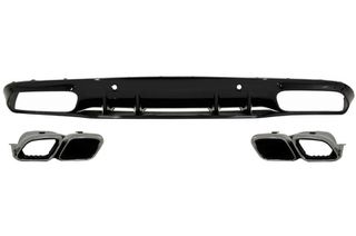 Πίσω Προφυλακτήρας Διαχύτης Diffuser για Mercedes C-Class C205 A205 Coupe Cabriolet (2014-2019) Facelift C63S Design Silver Tips