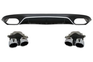 Πίσω Diffuser & Exhaust Tips για Mercedes E-Class C238 A238 AMG Sport Line Coupe Cabrio (2016+) E53 Design Silver Edition