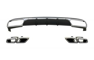 Πίσω Diffuser με Exhaust Muffler Tips Chrome για Mercedes E-Class W212 Facelift (2013-2016) μόνο Standard Bumper