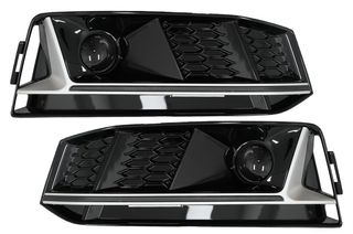 Καπάκια Προβολέων Side Grilles για Audi A4 B9 S-Line Sedan Avant (2016-2018) RS4 Design Silver Edition