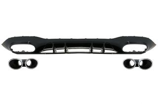 Πίσω Προφυλακτήρας Διαχύτης Diffuser για Mercedes A-Class W177 Hatchback (2018-Up) Chrome Exhaust Muffler Tips