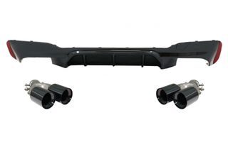 Πίσω Προφυλακτήρας Diffuser Piano Black με Exhaust Muffler Tips Black για BMW 5 Series G30 G31 Limousine Touring (2017-2020) M5 Design