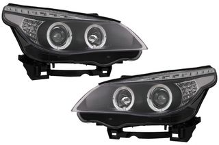 Angel Eyes Φανάρια Εμπρός για Bmw 5 Series E60 E61 (2004-2007) LED Black