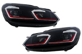 LED Φανάρια Εμπρός για VW Golf 6 VI (2008-2013) με Facelift G7.5 GTI Look Red Flowing Dynamic Φλας