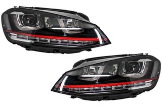 Φανάρια Εμπρός 3D LED DRL για VW Golf 7 VII (2012-2017) RED R20 GTI Look LED Flowing Φλας