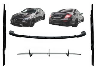 Aero Body Kit Lip Spoiler Διαχύτης & Μασπιέδες Extensions για Mercedes E-Class E63 W213 S213 (2016-2019) Piano Black