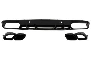 Πίσω Προφυλακτήρας Διαχύτης Diffuser για Mercedes C-Class C205 A205 Coupe Cabriolet (2014-2019) Facelift C63S Design Black Tips