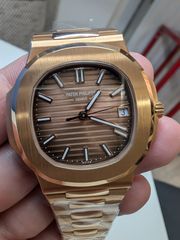 Patek Philippe Nautilus 5711/1R-001 Rose Gold brown dial custom superclone 2024 with extra weight deep glass 18k wrapped 10mils gold
