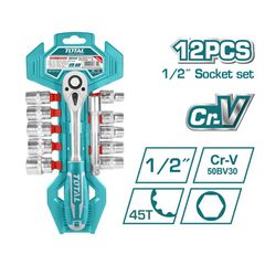 TOTAL ΣΕΤ ΚΑΣΤΑΝΙΑ 1/2" ΜΕ ΚΑΡΥΔΑΚΙΑ 12ΤΕΜ (THT141121)