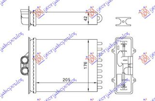 ΨΥΓΕΙΟ ΚΑΛΟΡΙΦΕΡ (M) +ΑC (205x176) (ΣΩΛΗΝΕΣ ΔΙΠΛΑ) για SAAB 9.5 98-05