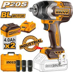 Ingco Brushless Μπουλονόκλειδο 20V 2x4Ah με Υποδοχή 1/2" (CIWLI2085)
