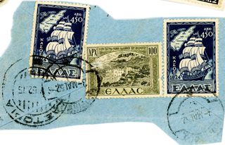 3 Γραμματόσημα : x 2 νήσος Κάσος 1824 (1947), x 1 Η εν Πάτμω Μονή Ιωάννου του Θεολόγου (1947)