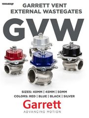 Garrett-Precision-tial=External Wastegates Sizes: 40mm | 45mm | 50mm Colors: Red | Black | Blue | Silver