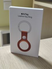 Apple AirTag Leather Key Ring Saddle Brown