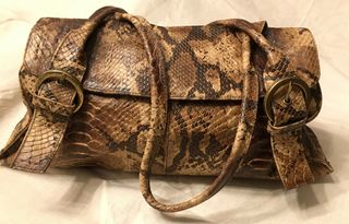 Δερμάτινη, ιταλική τσάντα ώμου L. CREDI σε σχέδιο snake print