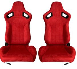 Καθίσματα Bucket R8 Alcantara Κόκκινο Ζευγάρι 2 Τεμαχίων