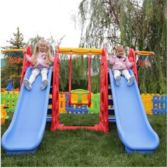 Διπλή Τσουληθρα με κούνια με μπασκέτα,Παιδότοπος