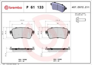 Σετ τακάκια, δισκόφρενα  PRIME LINE BREMBO P61133