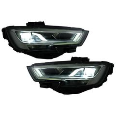 Μπροστινά Φανάρια Set Για Audi A3 8V 16-18 DRL Full Led & Led Signal Μαύρα Upgrade Από Εργοστασιακό Xenon