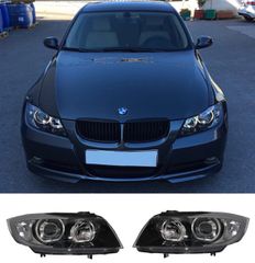 ΦΑΝΑΡΙΑ ΕΜΠΡΟΣ Headlights Bmw 3 E90 / E91 05-11 Angel Eyes Led  Black