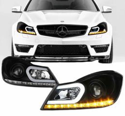 ΦΑΝΑΡΙΑ ΕΜΠΡΟΣ LED DRL Headlights Mercedes c class W204 Black