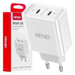 ΦΟΡΤΙΣΤΗΣ ΚΙΝΗΤΟY ΟΙΚΙΑΚΗ ΠΡΙΖΑ 2ΘΥΡΕΣ 2xUSB-C 40W 5V/3AQC ΛΕΥΚΟΣ ΑΜΙΟ - 1 ΤΕΜ.