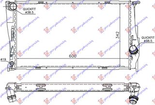 ΨΥΓΕΙΟ ΝΕΡΟΥ 3.0 (135i) ΒΕΝΖΙΝΗ ΜΗΧΑΝΙΚΟ - 2.0 (116D-118D-120D-123D) ΠΕΤΡΕΛΑΙΟ ΜΗΧΑΝΙΚΟ/ΑΥΤΟΜΑΤΟ (600x340x32) 1 ΣΩΛΗΝΑΚΙ για BMW SERIES 1 (E82/88) COUPE/CABRIO 07-13