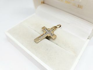 Δίχρωμος σταυρός διπλής όψης σε χρυσό Κ14 Α95216 ΤΙΜΗ 265 ΕΥΡΩ