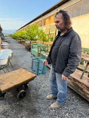 Τραπέζι σαλονιού , παλιό βαγόνι , industrial coffee table