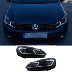 Φανάρια Εμπρός VW Golf VI 6 (2008-2013) Facelift Golf 7.5 design Silver Flowing Dynamic Sequential Turning Lights