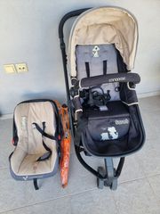 Παιδικό καρότσι + ποδήλατάκι + καρεκλάκι φαγητού