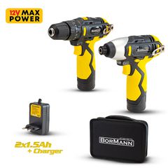 BORMANN BCD2050 Δραπ/Βιδο Κρουστικό 10.8V,28Nm,2 Ταχύτητες & Παλμικό Κατσαβίδι 12V,100Nm,2x1.5Ah
