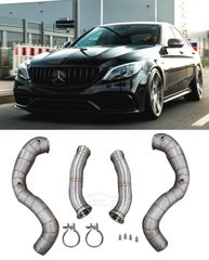Mercedes Benz C63 AMG W205 2015+ Cat Less Downpipes With Heat Shield