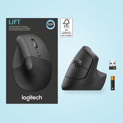 Logitech - Lift Right Vertical Ergonomic Mouse, Graphite-thumb-3