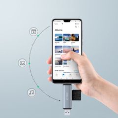 Tech-Protect UltraBoost SD/micro SD card reader with USB-C/USB-A connectors - gray-thumb-3