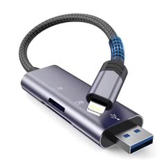 Tech-Protect UltraBoost SD/micro SD Card Reader with Lightning /USB-A Connector - Gray-thumb-1
