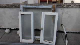 ΞΥΛΙΝΟ ΠΑΡΑΘΥΡΟ 95x90cm πληρες με παραθυρα & παντζουρια