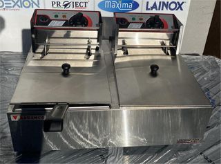 Φριτέζα Ηλεκτρική Διπλή Επιτραπέζια 6+6Lt Με Αποσπώμενο Κάδο 58x46x31Cm - Καινούργια