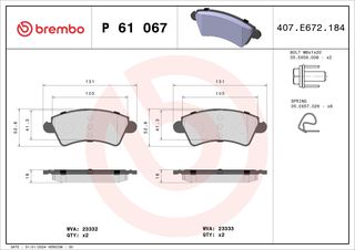 Σετ τακάκια, Δισκόφρενα Brembo P 61 067